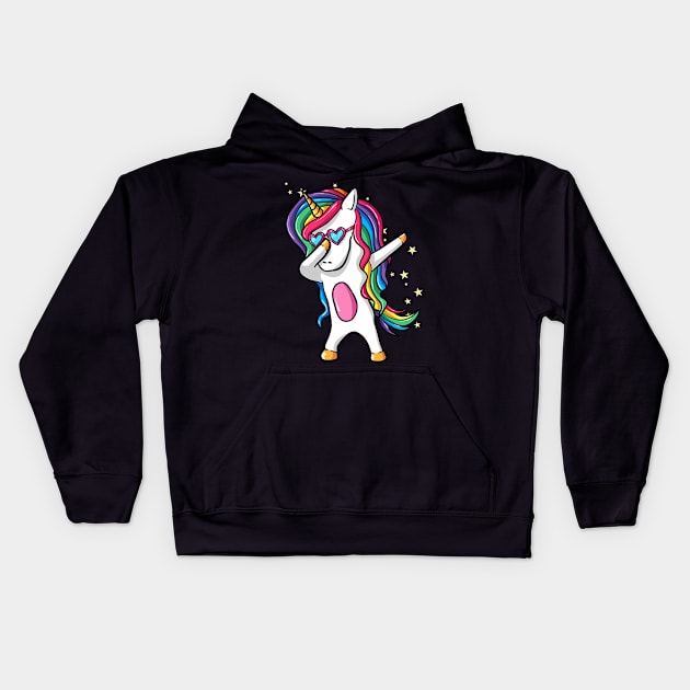 Dabbing Unicorn Squad Rainbow Party Dab Dance Girls Kids Hoodie by Zak N mccarville